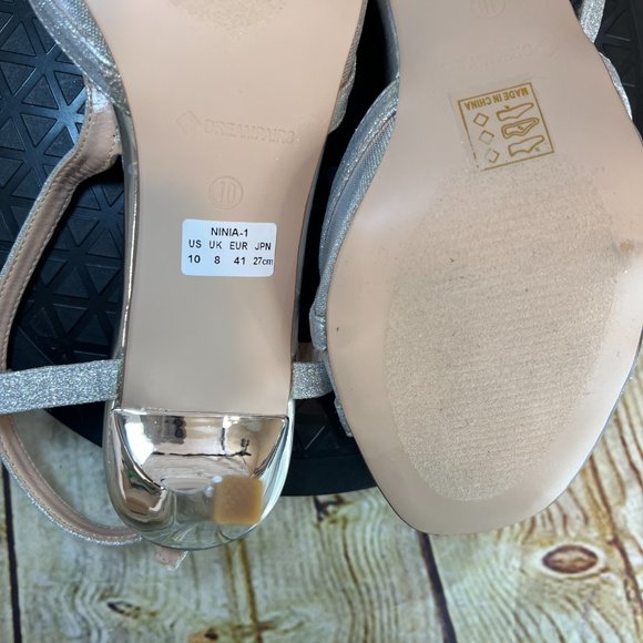 Dream Pairs Metallic Silver Open Toe Adjustable Ankle Strap High Heels Size 10 - Picture 7 of 9